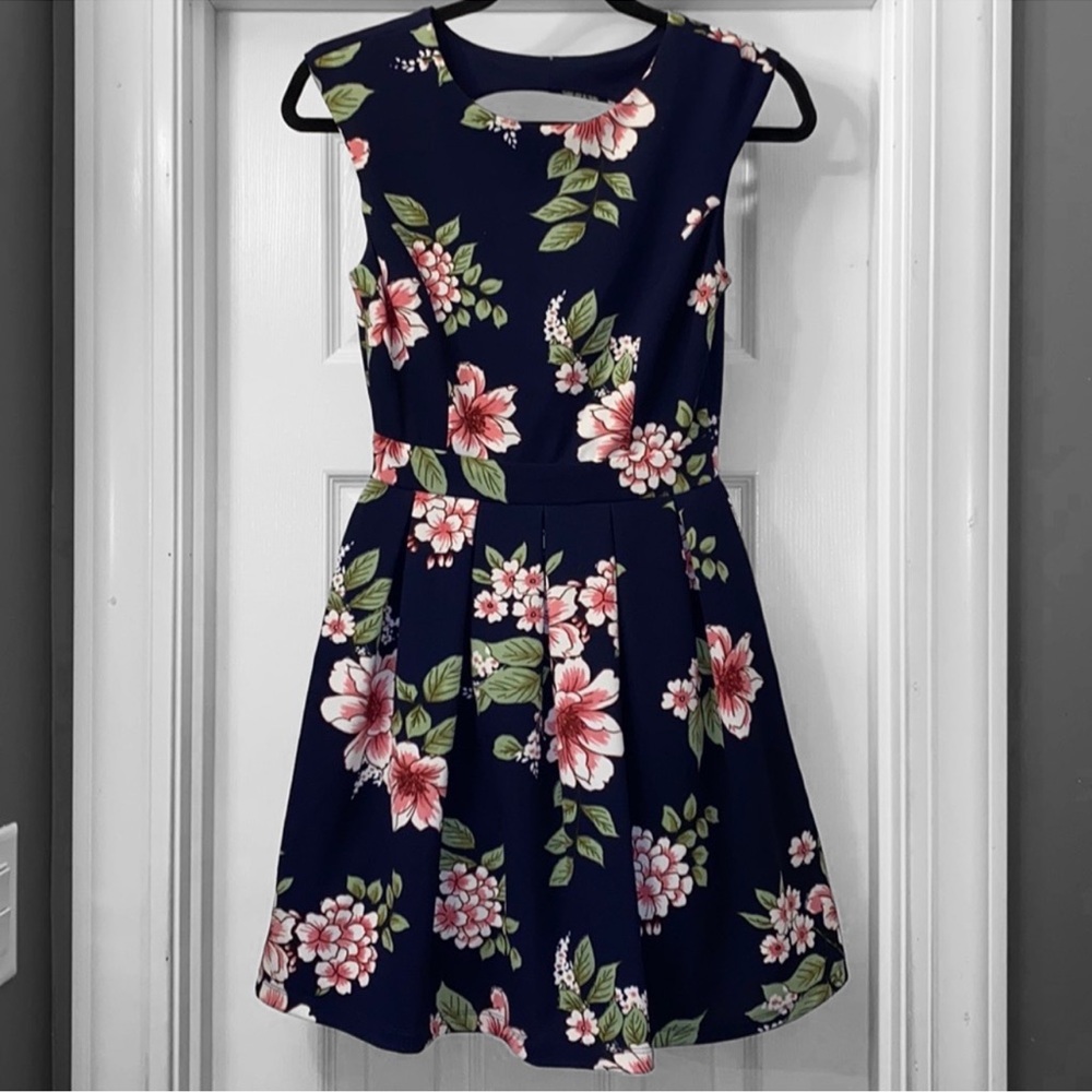 Emerald Sundae Juniors' Printed Pleated A-Line Dress